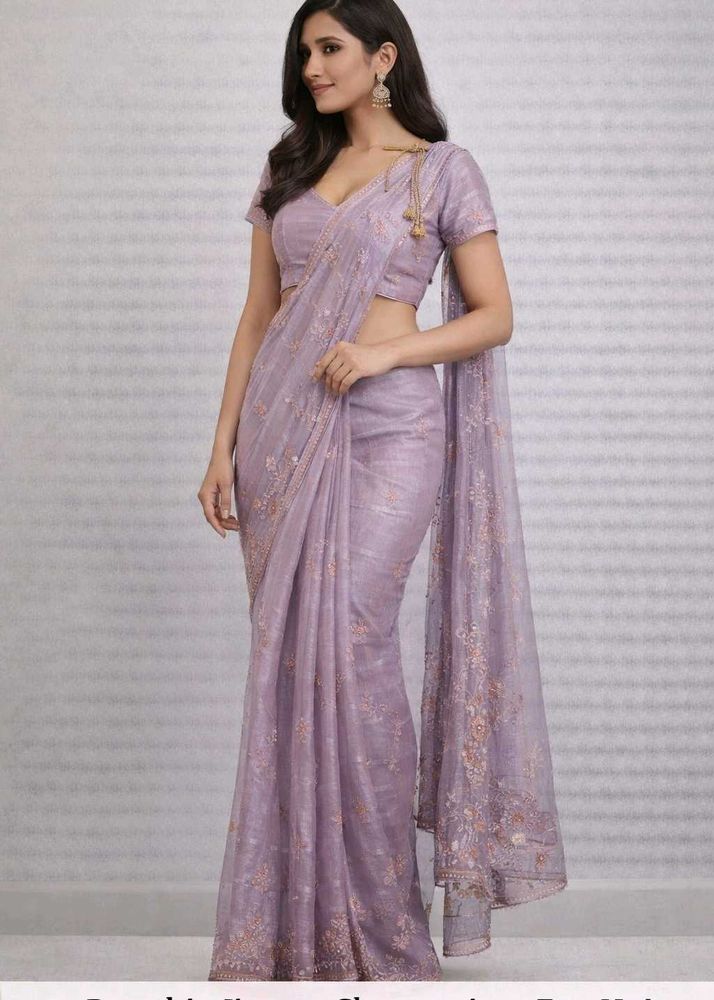 “Lavender Silk Net 🌸Jimmy ChooStyle Designer Sare