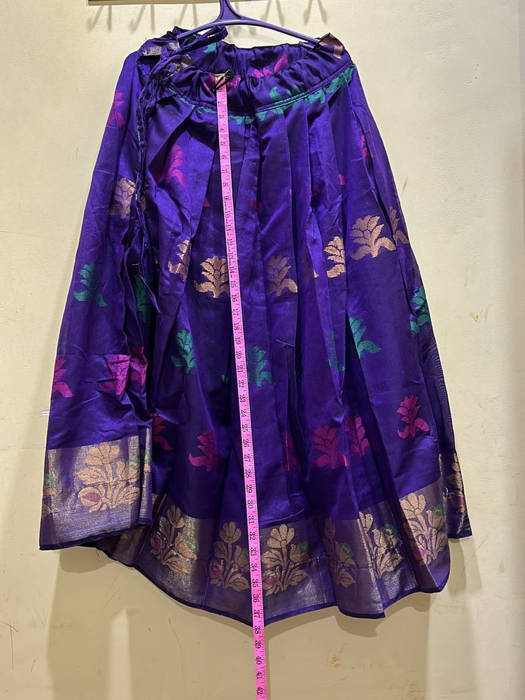 Violet &amp; Gold Colour Festive Ware Half-Saree