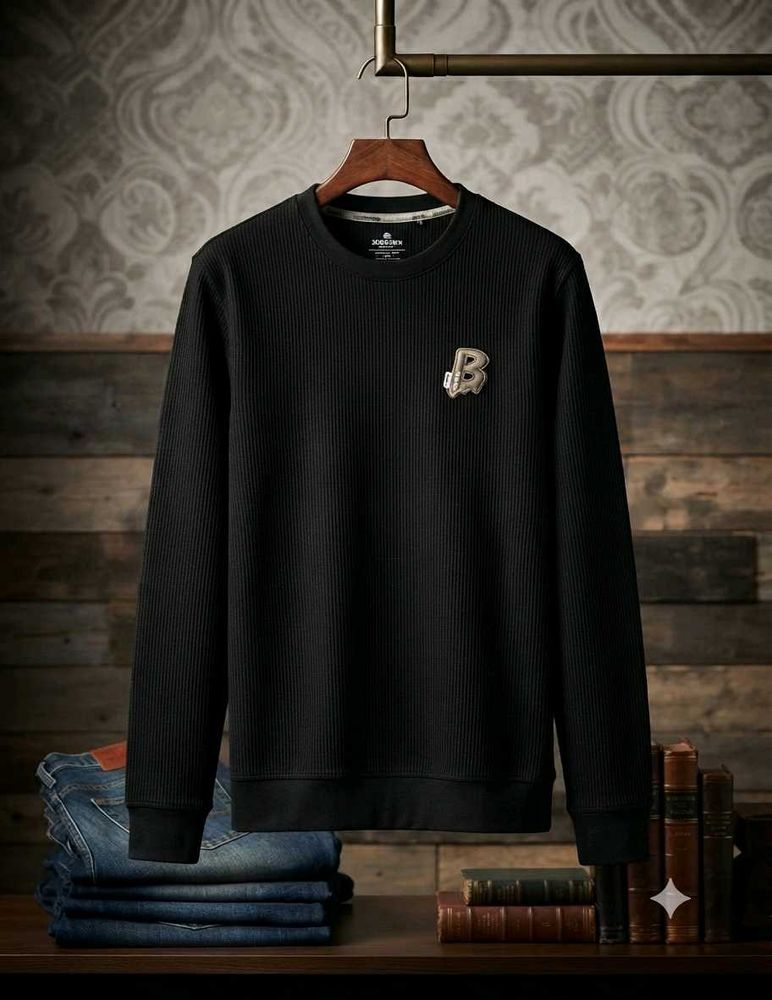 Men's Black Textured Sweater