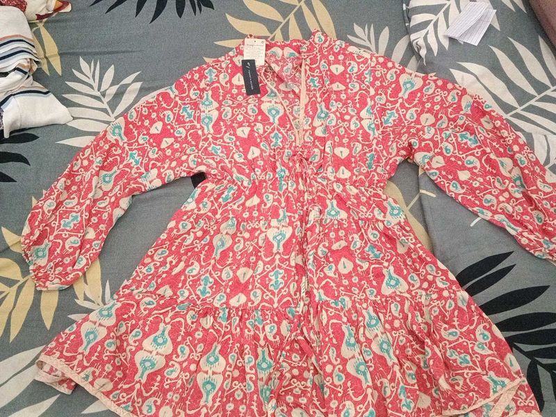 Bohemian Print Tiered Mini Dress