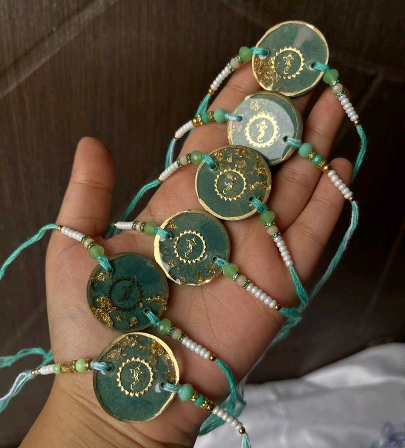 Handmade Teal &amp; Gold Charm Bracelets
