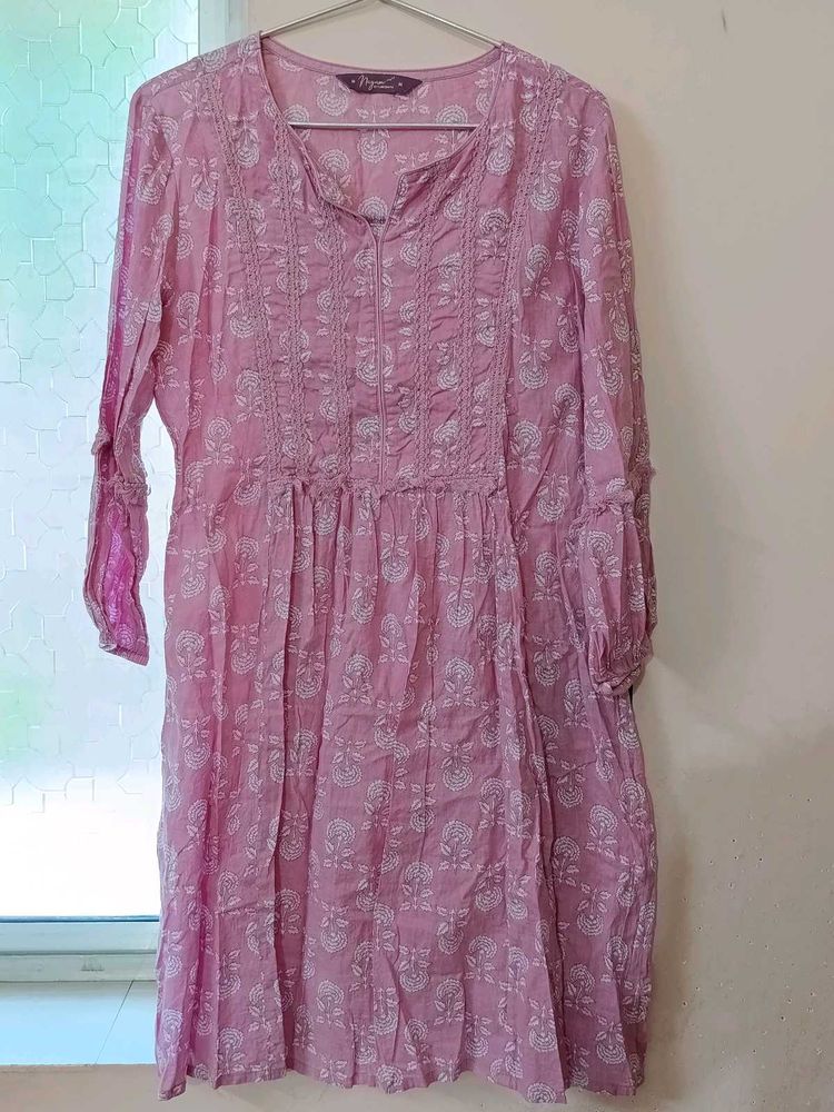Pink Printed Kurta with Pant