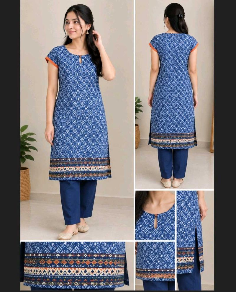 Blue Ethnic Print Kurta