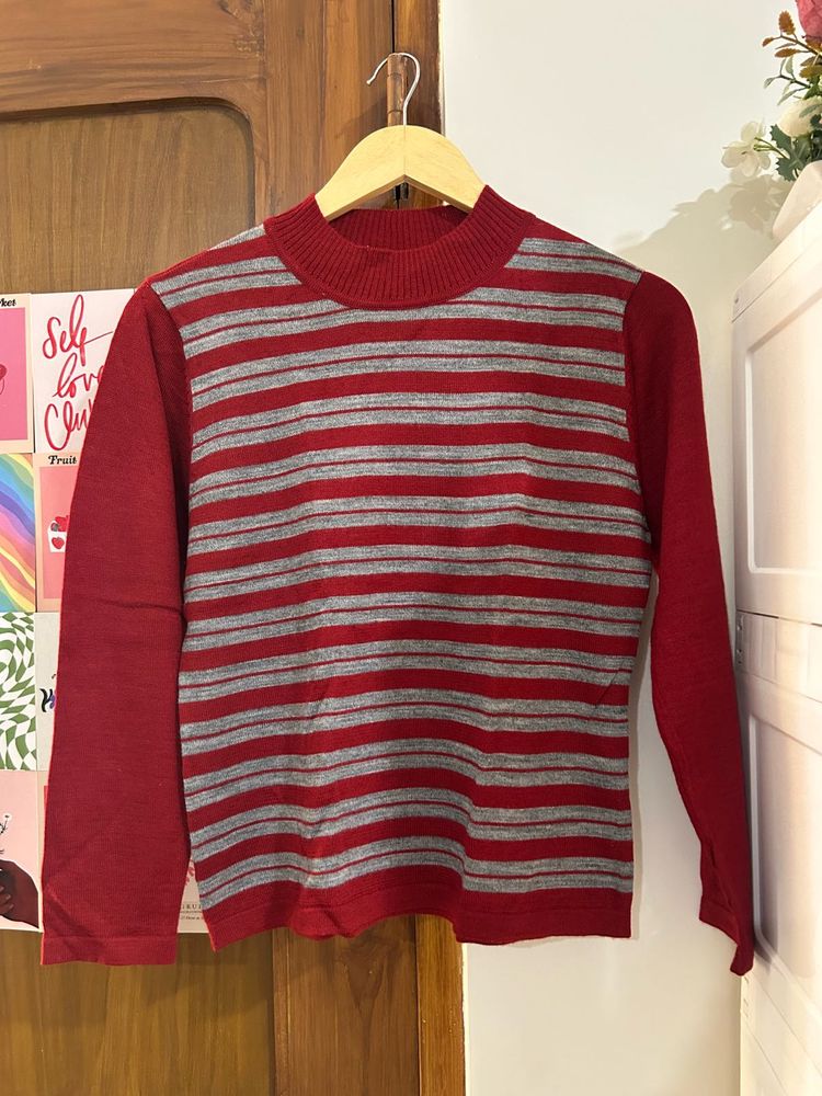 Cozy Striped Mock Neck Sweater