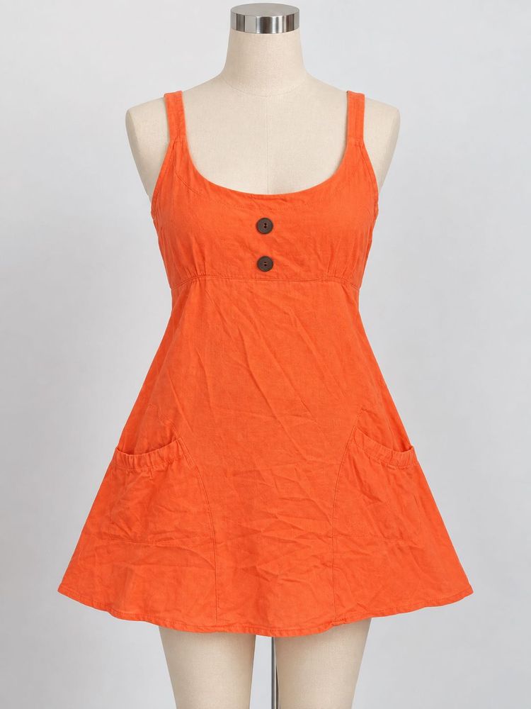 Rust Orange Tie-Strap Cami dress