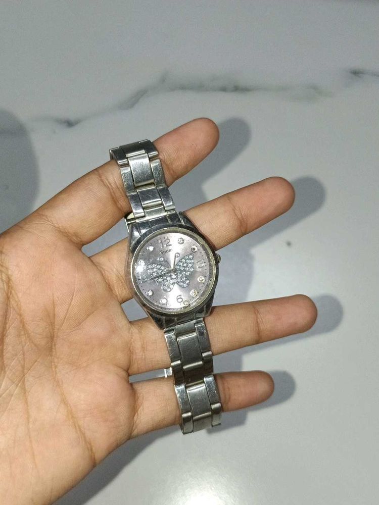 Women's Silver Butterfly Watch