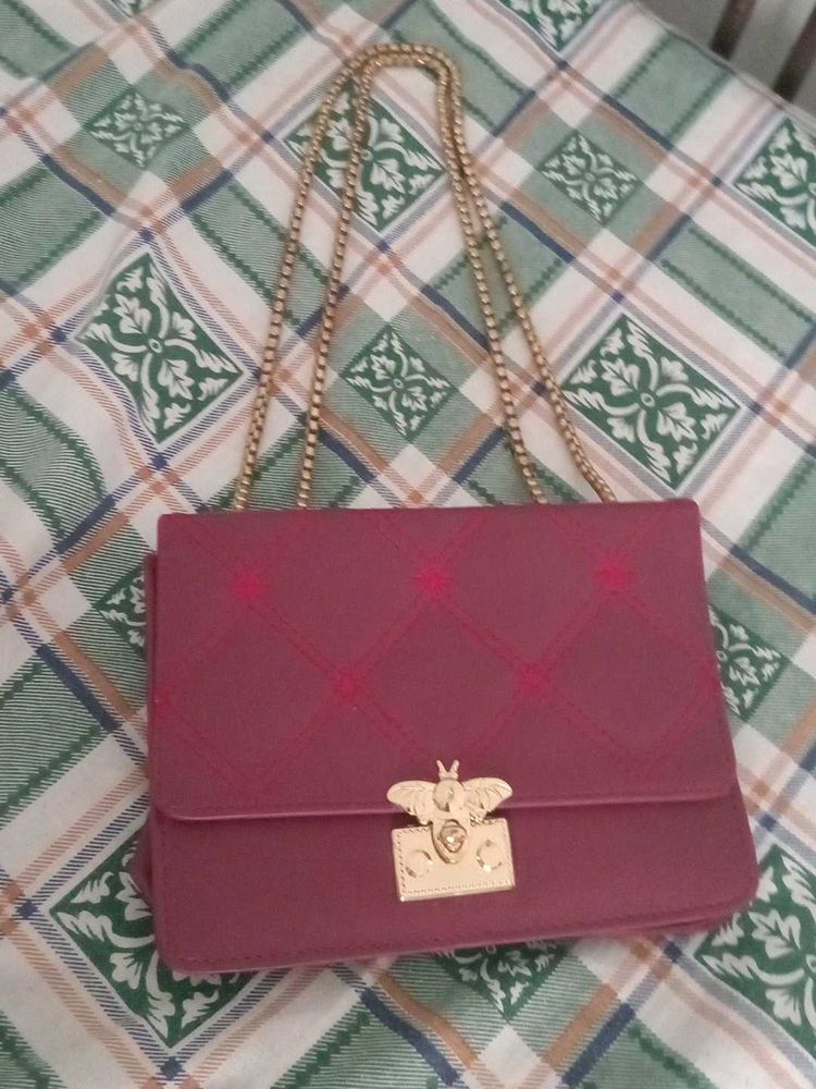 Chic Maroon Chain Sling Bag