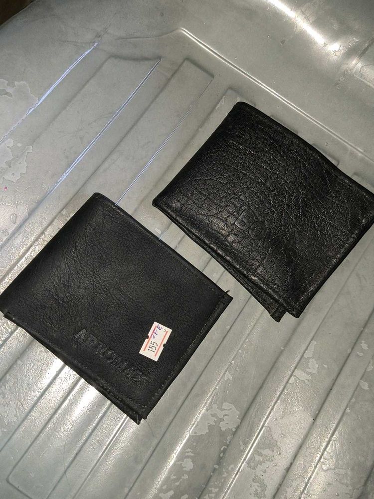 Classic Black Leather Wallets (Set of 2)