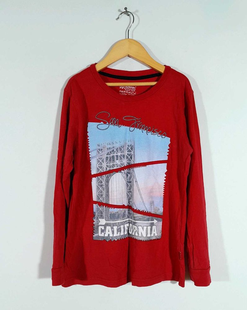 Red Printed T-Shirt For Boy's