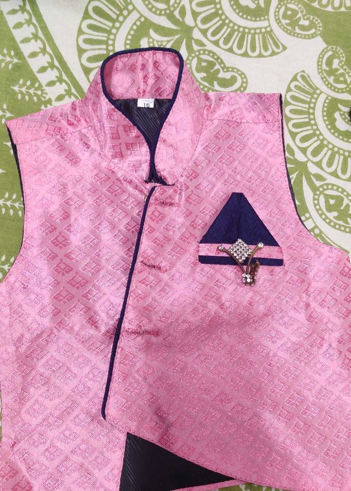 Elegant Pink  and black Brocade Waistcoat