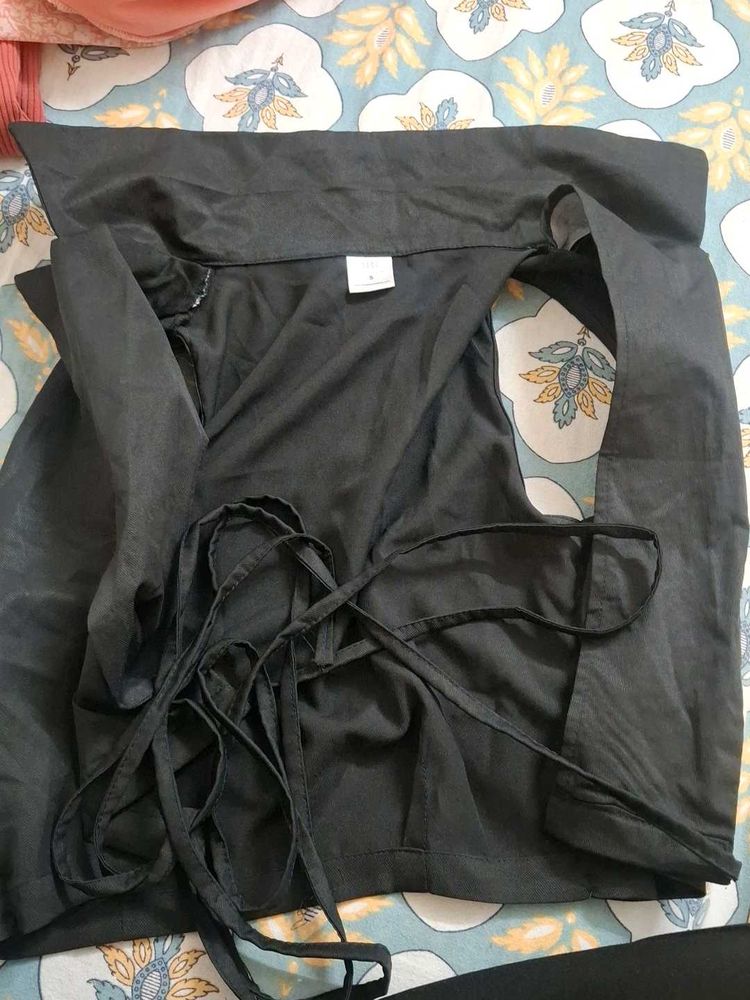 Elegant Black Wrap Style Blouse