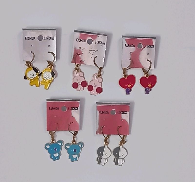 BT21 Cartoon Character Earrings