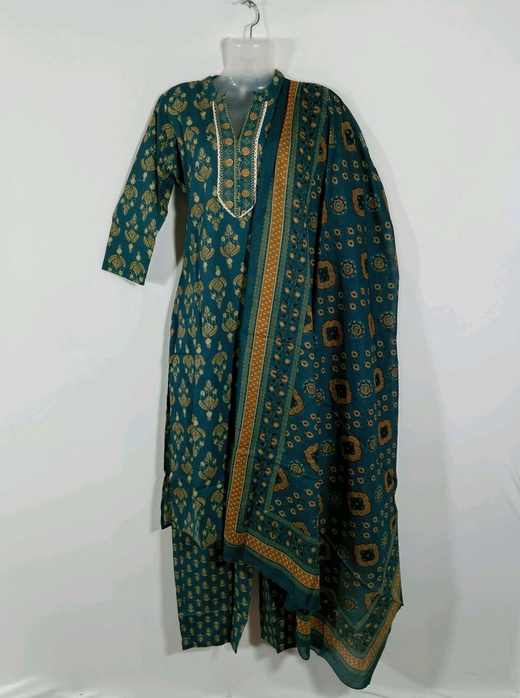 Sea Green Printed Kurta Set (Women)