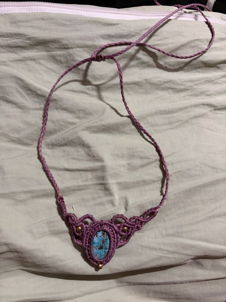 Boho MacrameNecklace with natural stone tor