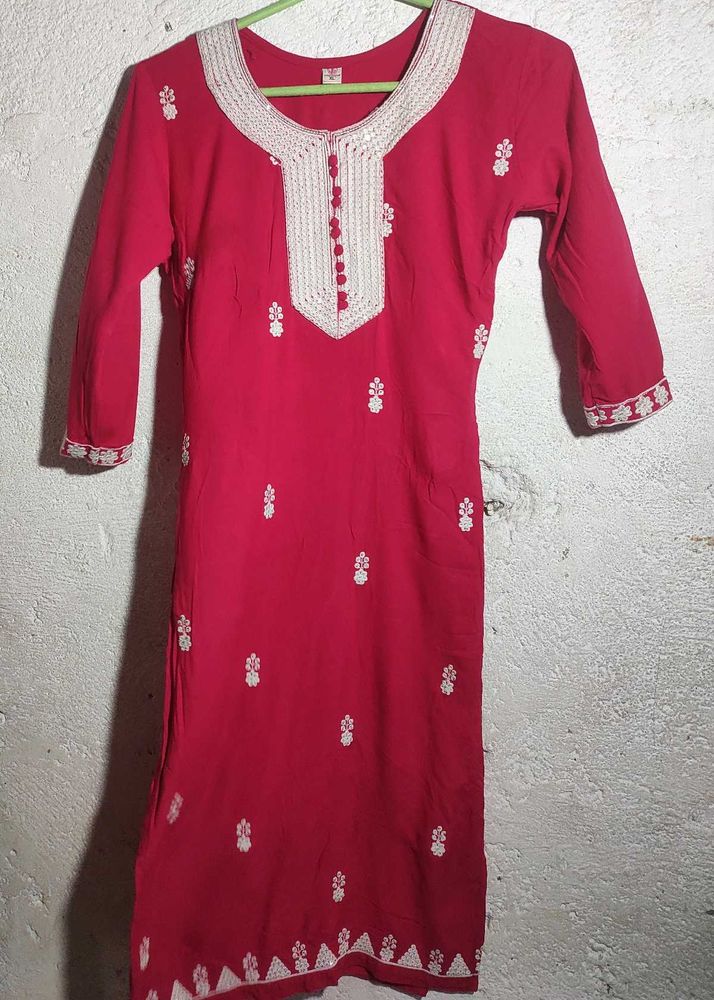Vibrant Pink Chikankari Kurta set