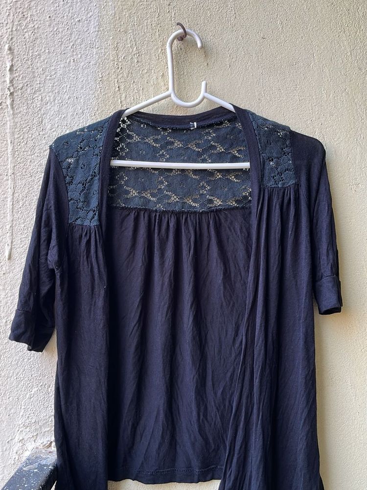 Lace Detail Black Shrug