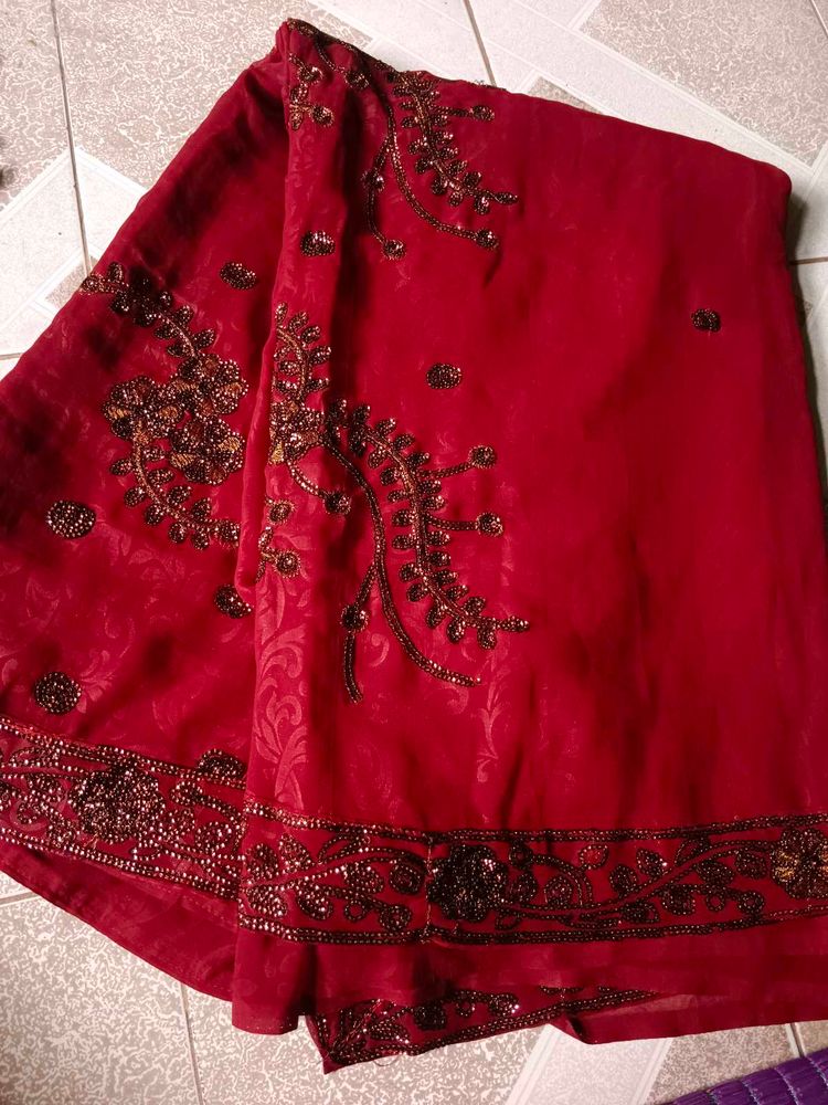 MAROON Designer SILK BLEND SAREE