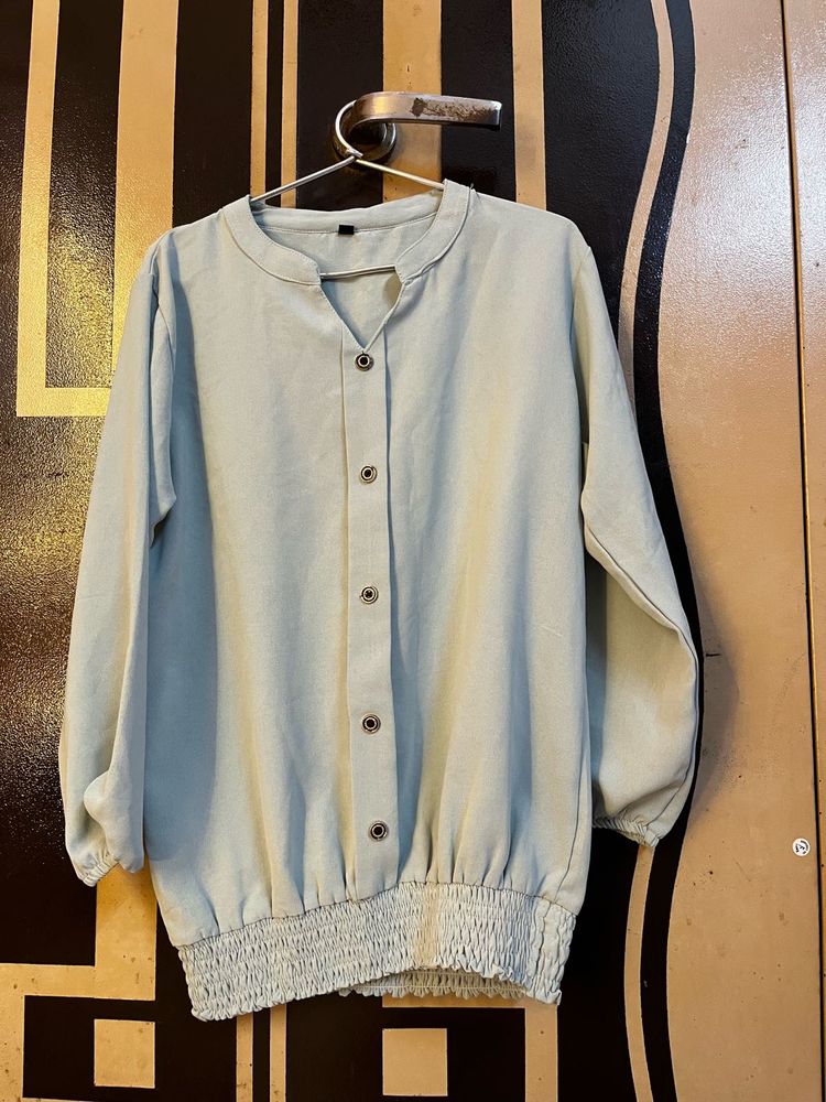 Light Blue Button-Up Blouse