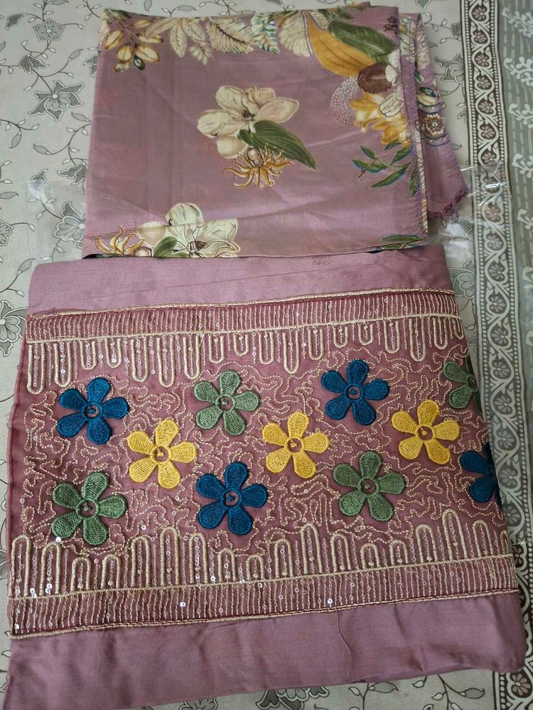 Unstitched Embroidered Kurta Set with Dupatta