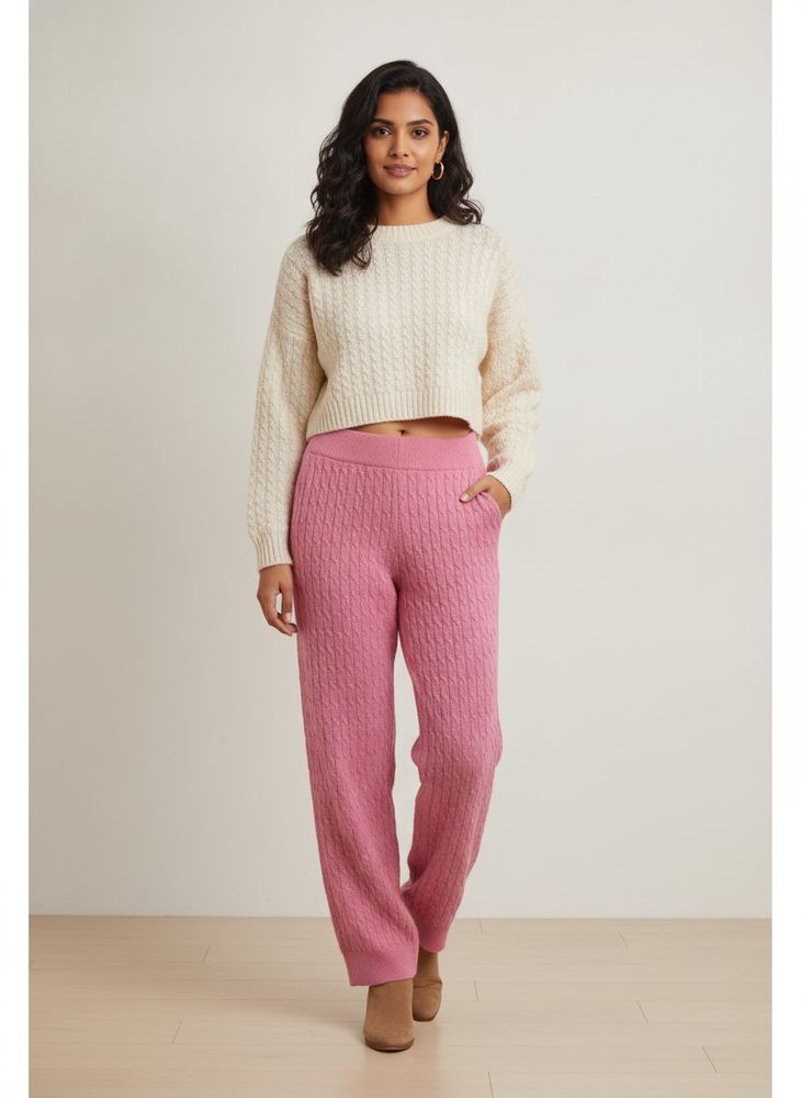 Pink Cable Knit Trousers