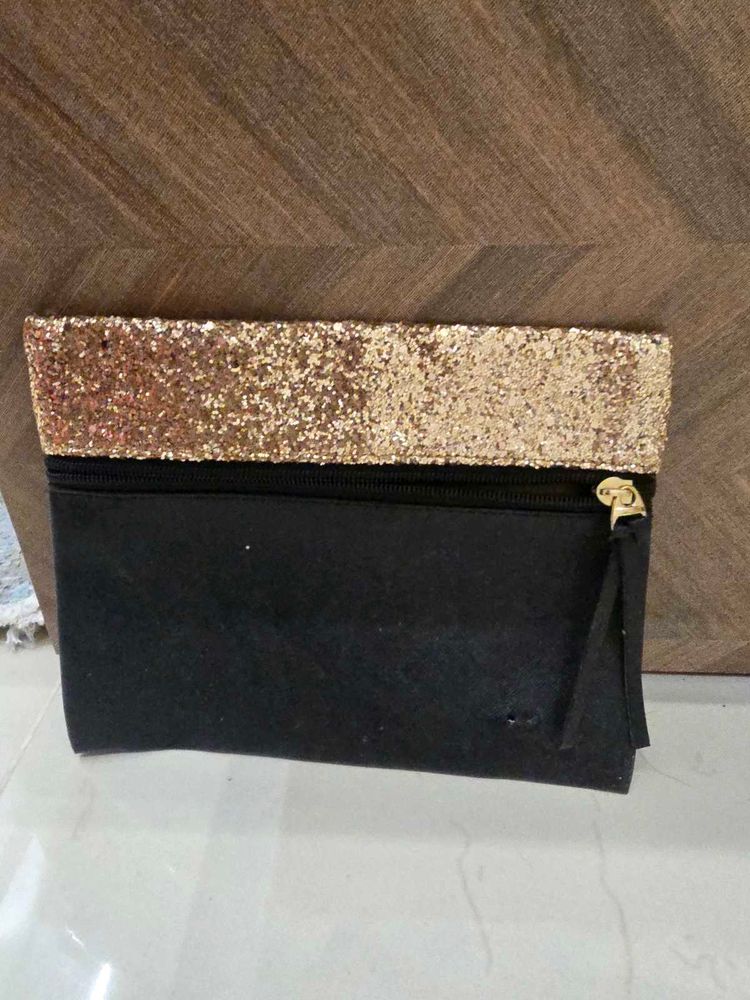 Sparkly Gold &amp; Black Clutch
