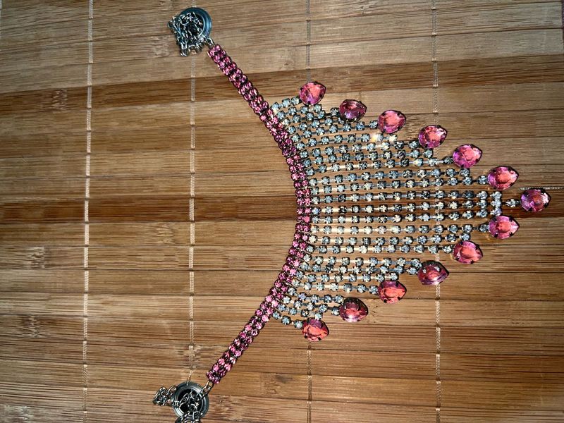 Exquisite Rhinestone &amp; Pink Gem Waist Chain