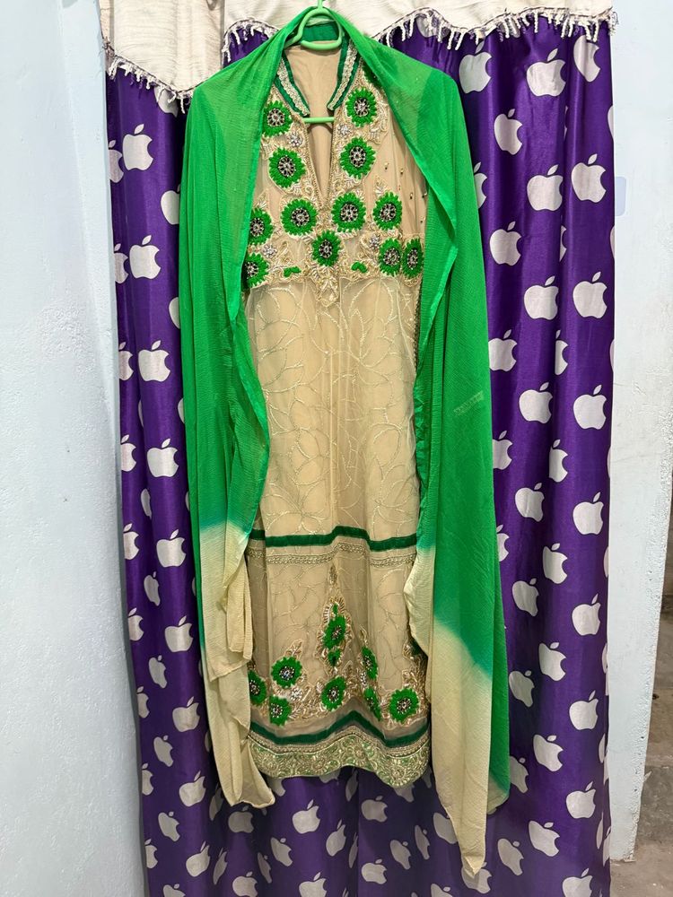 Elegant Green Embroidered Kurta Set( Now At 750)