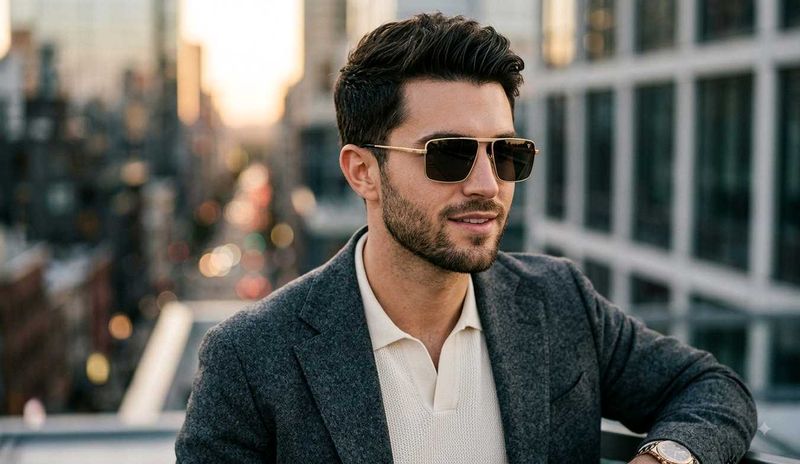 Stylish Gold Frame Square Sunglasses