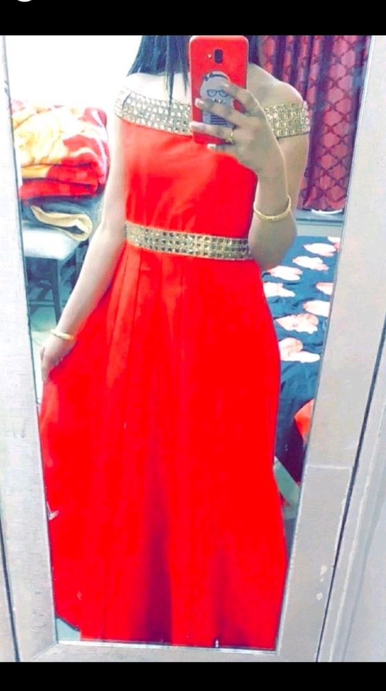 🔥SALE🔥Elegant Red Off-Shoulder Gown