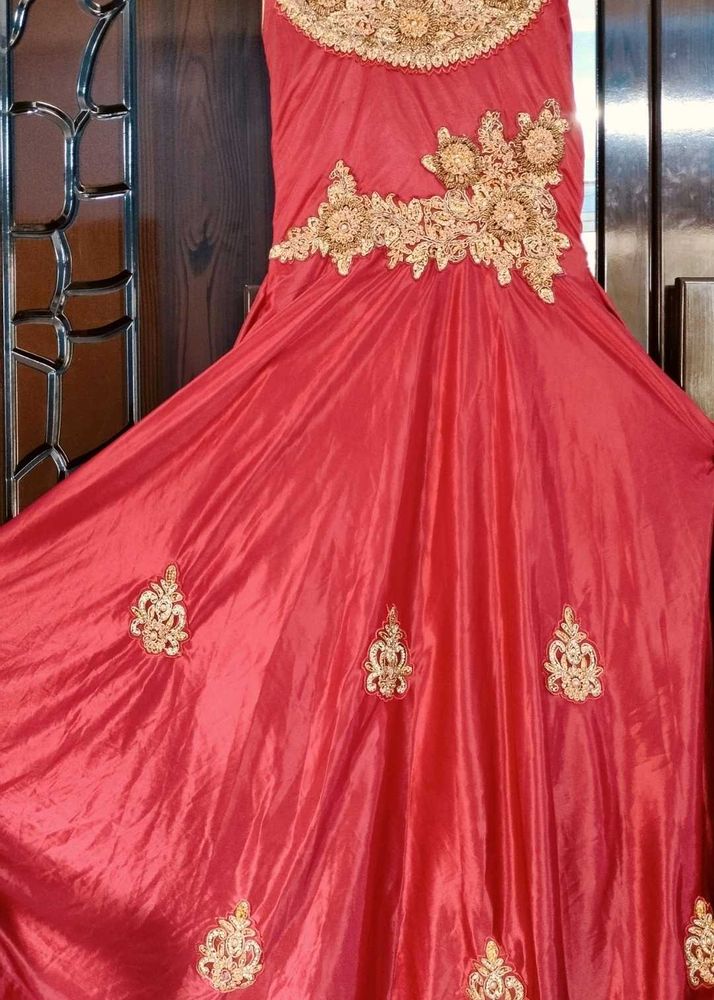 Stunning Red Embroidered Gown