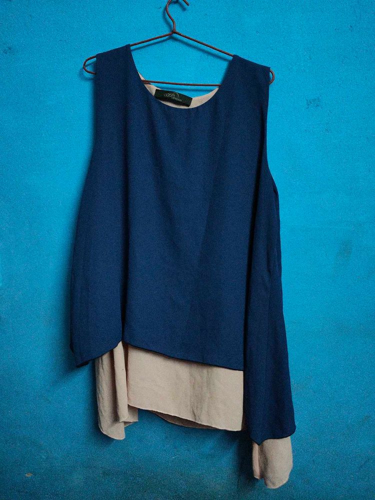 Chic Layered Blue Tunic Top