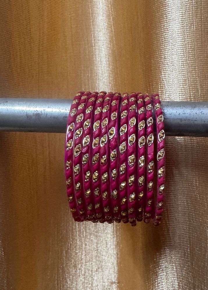 Vibrant Magenta &amp; Gold Bangles
