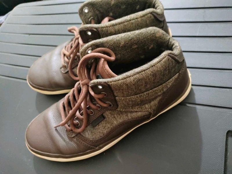 Stylish Vans Brown Mid-Top Sneakers