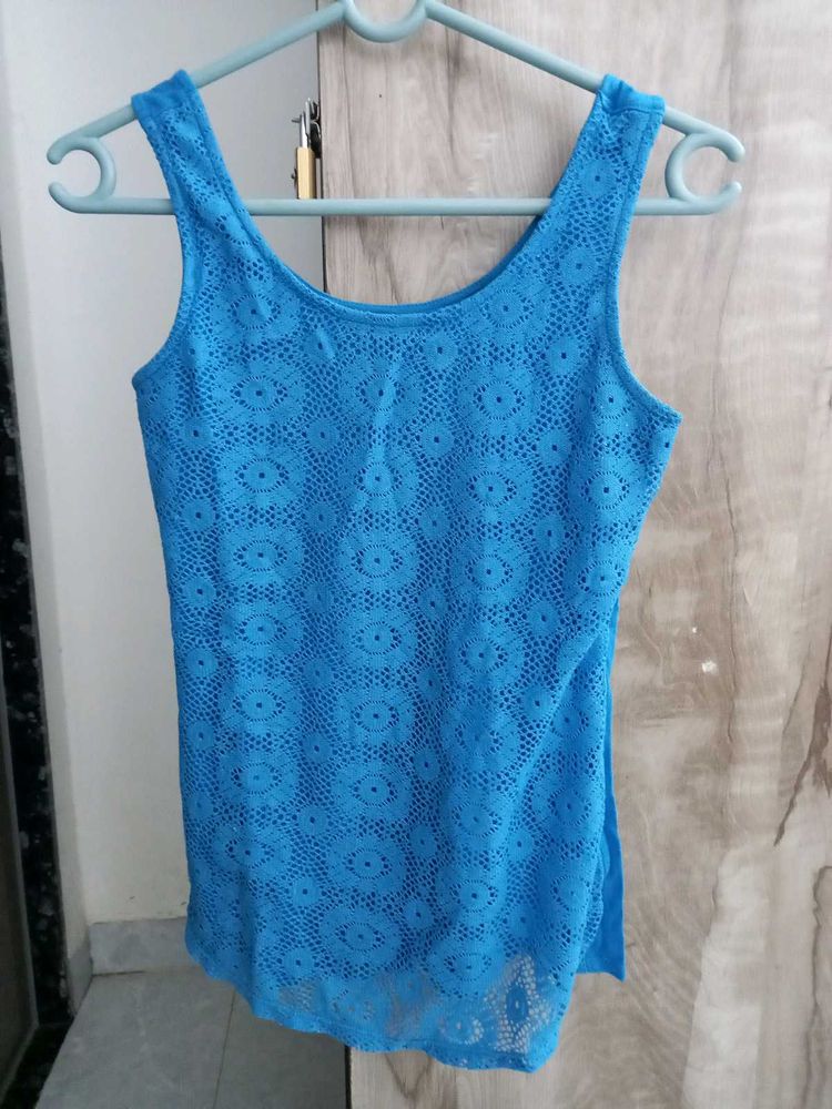 Blue Lace Tank Top