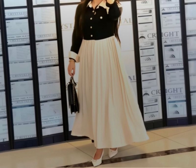 Elegant Black and White Gown