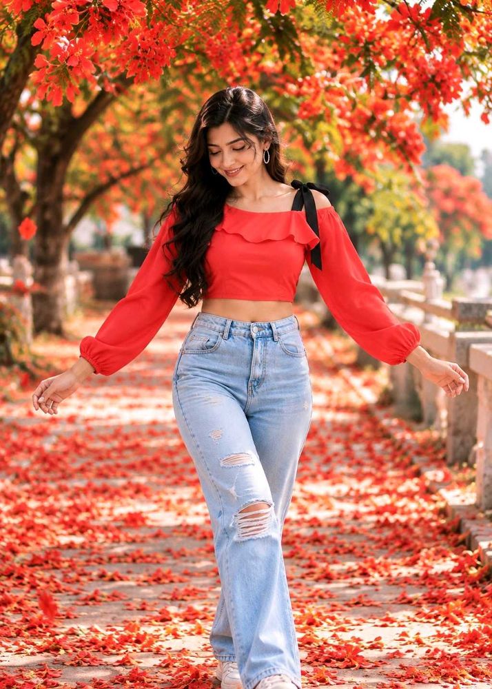 Chic Red Off-Shoulder Crop Top
