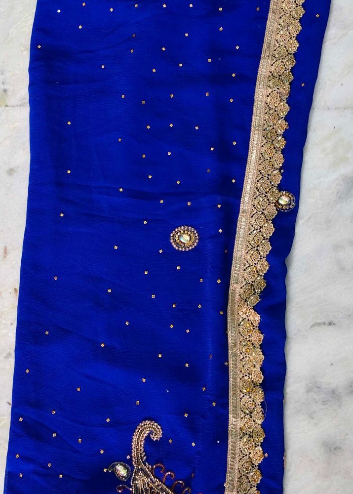 Royal Blue Embellished Saree