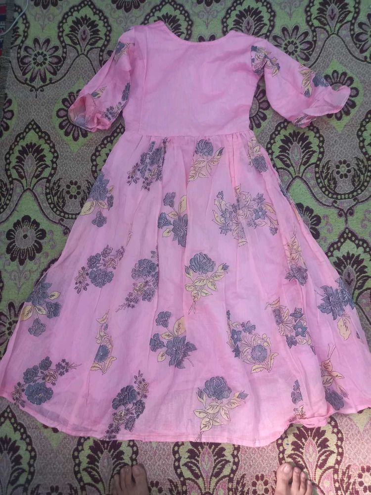 Pink Floral Print Dress