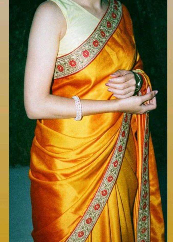 Elegant Orange Silk Saree