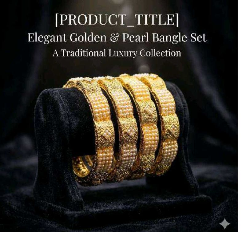 Elegant Gold Pearl Bangle Set