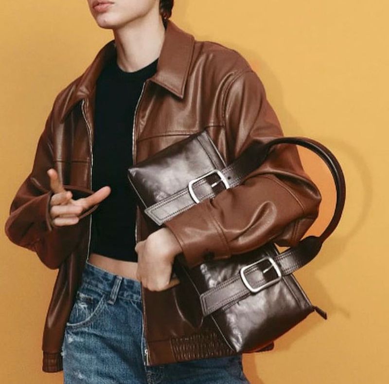 ZARA Elongated Chocolate Brown Shoulder Bag