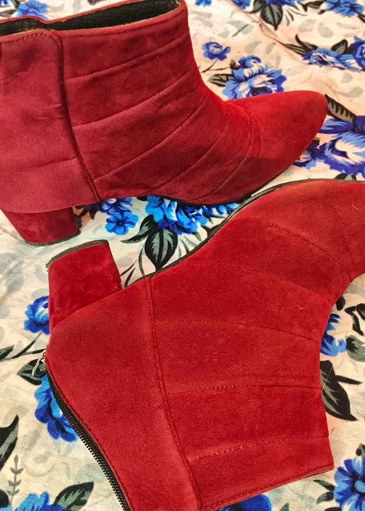 Red Suede Ankle Boots