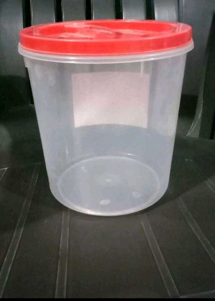 Clear Plastic Container with Red Lid