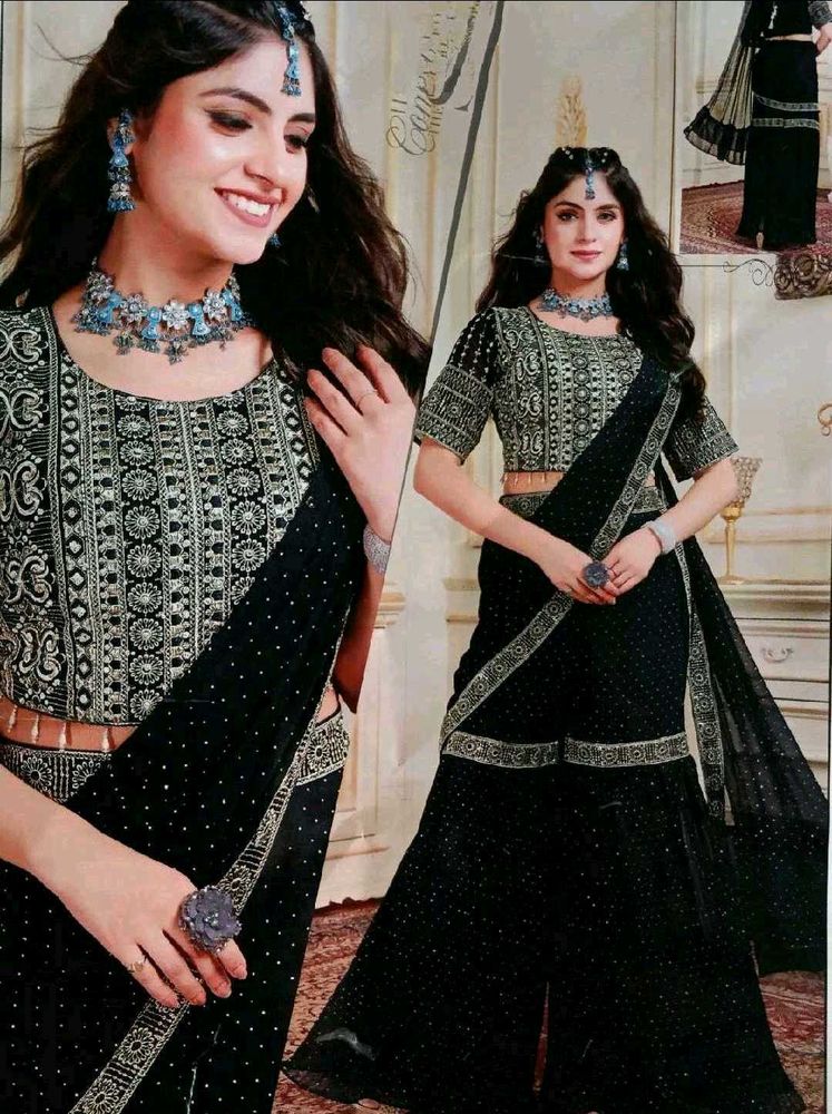 Elegant Black Embroidered Lehenga Choli