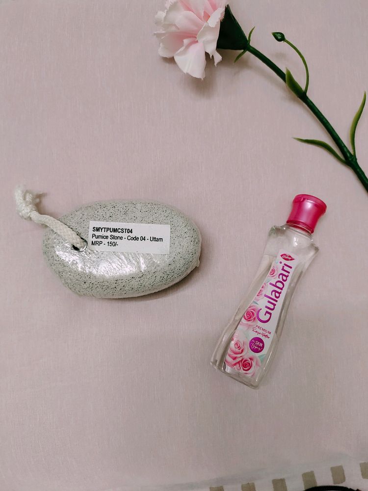Combo For @make_design_09   Pumice Stone + Dabur Gulabari (Unopened Seal)+2 Headbands + 5 Hair Scrunchies