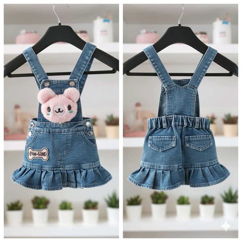 Cute Denim Overalls Dress for Girls