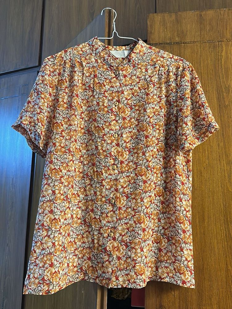 Vintage Floral Print Top