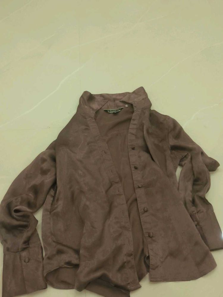 Elegant pinkish Brown Satin Blouse