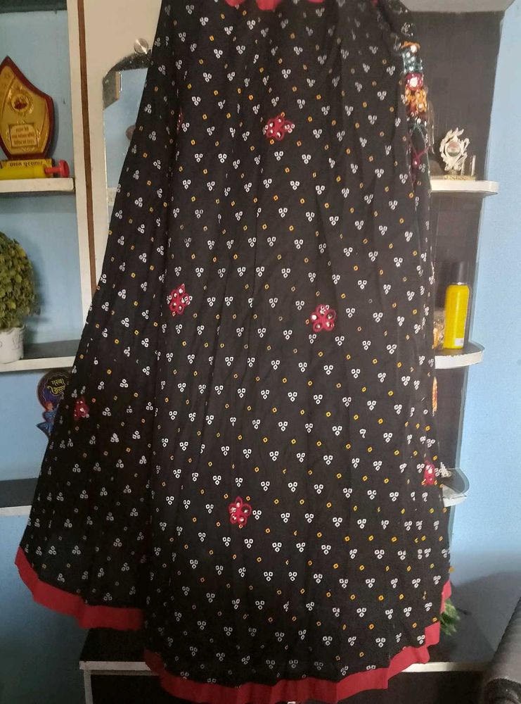 Black Bandhani Print Ethnic garwa dress