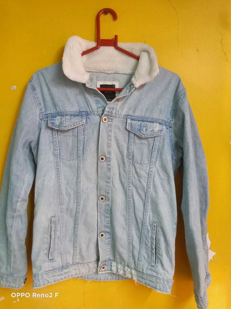 Light Wash fur Denim jacket